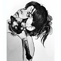 Cat And Her Lily Drawing by Tiffany DiGiacomo Cat And Her Lily Drawing by Tiffany DiGiacomo