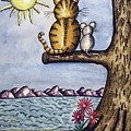 Cat Mouse Sun Painting by Christina Wedberg Cat Mouse Sun Painting by Christina Wedberg