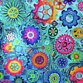 CENTER OF THE UNIVERSE Geartopia Art Whimsical Gears Fine Art for Kids Nursery Children MeganAroon by Megan Aroon