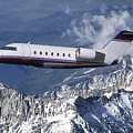 Challenger Corporate Jet over Snowcapped Mountains Mixed Media by Erik Simonsen Challenger Corporate Jet over Snowcapped Mountains Mixed Media by Erik Simonsen