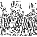 Protest Crowd Blank Banners Drawing Coffee Mug by Frank Ramspott - Pixels