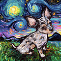 Chihuahua Merle Teacup Night Painting by Aja Trier Chihuahua Merle Teacup Night Painting by Aja Trier