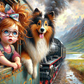 Child and Dog travelling in Train by Michalakis Ppalis