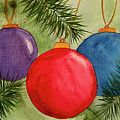Christmas Balls and Pine Branches Painting by Lisa Neuman Christmas Balls and Pine Branches Painting by Lisa Neuman