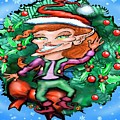 Christmas Elf with Wreath Digital Art by Kevin Middleton Christmas Elf with Wreath Digital Art by Kevin Middleton