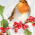 Christmas Robin Painting by Espero Art Christmas Robin Painting by Espero Art