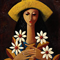 Cinco Margaritas Painting by Oscar Ortiz Cinco Margaritas Painting by Oscar Ortiz