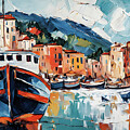 Cinque Terre Harbor Scenery by Elise Palmigiani