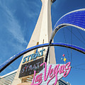 City of Las Vegas Arch and the Strat From Below Portrait Photograph by Aloha Art City of Las Vegas Arch and the Strat From Below Portrait Photograph by Aloha Art