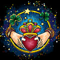 Claddagh ring on black background, Ireland engagement ring Painting by Nadia CHEVREL Claddagh ring on black background, Ireland engagement ring Painting by Nadia CHEVREL