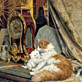 Clock, Mother Cat and Kitten - Digital Remastered Edition by Henriette Ronner-Knip Clock, Mother Cat and Kitten - Digital Remastered Edition by Henriette Ronner-Knip