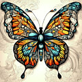 Colorful Butterfly on Smoky Swirls Background by Freddy B