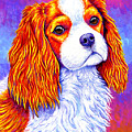 Colorful Cavalier King Charles Spaniel Dog Painting by Rebecca Wang Colorful Cavalier King Charles Spaniel Dog Painting by Rebecca Wang