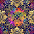 Colorful Gold Mandala Pattern in Black Background Digital Art by Sambel Pedes Colorful Gold Mandala Pattern in Black Background Digital Art by Sambel Pedes
