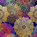 Colorful Gold Mandala Pattern In Dark Background Digital Art by Sambel Pedes Colorful Gold Mandala Pattern In Dark Background Digital Art by Sambel Pedes