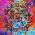 Colorful Mandala Watercolor by Peggy Collins
