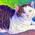 Colorful Pet Portrait - MC the Cat Painting by Rebecca Wang Colorful Pet Portrait - MC the Cat Painting by Rebecca Wang