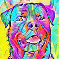 Colorful Rottweiler dog portrait - digital painting Digital Art by Nicko Prints Colorful Rottweiler dog portrait - digital painting Digital Art by Nicko Prints