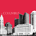 Columbus Skyline - Red Digital Art by DB Artist Columbus Skyline - Red Digital Art by DB Artist