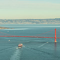 Container Ship Under the Golden Gate Bridge in San Francisco Aer Photograph by David Oppenheimer
