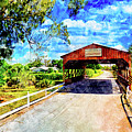 Coral Springs Covered Bridge - watercolor ink painting Digital Art by Nicko Prints Coral Springs Covered Bridge - watercolor ink painting Digital Art by Nicko Prints