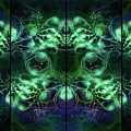 Cosmic Alien Eyes Blue Green Digital Art by Shawn Dall