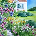 Cottage Flowers Mixed Media by Bonnie Bruno Cottage Flowers Mixed Media by Bonnie Bruno