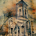 Country Church Abstract Watercolor Painting by David Dehner Country Church Abstract Watercolor Painting by David Dehner