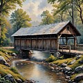 Covered Bridge Rustic Charm by the River by Floyd Snyder