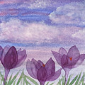 Crocuses and Clouds Painting by Lisa Neuman Crocuses and Clouds Painting by Lisa Neuman