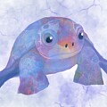 Cute Purple Cartoon Turtle by Pamela Williams