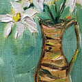 Daisies in a Wicker Pitcher Painting by Roxy Rich Daisies in a Wicker Pitcher Painting by Roxy Rich