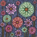 Daisy Tapestry. Blue Mood Painting by Amy E Fraser Daisy Tapestry. Blue Mood Painting by Amy E Fraser