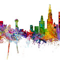 Dallas and Chicago Skylines Mashup Digital Art by Michael Tompsett