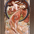 Dance by Alphonse Mucha Black Background Painting by Rolando Burbon Dance by Alphonse Mucha Black Background Painting by Rolando Burbon