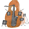 Dancing Instruments-Orange Drawing by Lisa Senette Dancing Instruments-Orange Drawing by Lisa Senette