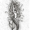 Dancing Waves Enchanting Mermaid Drawing by K P Dancing Waves Enchanting Mermaid Drawing by K P