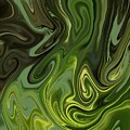 Dark Green Marbled Fluid by Pamela Williams