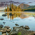 Dirtyface Peak and Trees Reflected in a Lake at Sunrise by Jeff Goulden