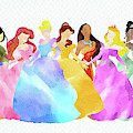 Disney princesses colorful watercolor Digital Art by Mihaela Pater Disney princesses colorful watercolor Digital Art by Mihaela Pater