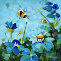Don't Bee Blue - Bumblebees and flowers by Annie Troe
