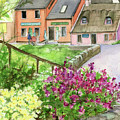 Doolin Ireland Shops and Flowers Painting by Rebecca Matthews Doolin Ireland Shops and Flowers Painting by Rebecca Matthews