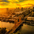 Downtown Sacramento and Tower Bridge at sunset - digital painting Digital Art by Nicko Prints Downtown Sacramento and Tower Bridge at sunset - digital painting Digital Art by Nicko Prints