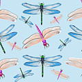 Dragonflies in Blue Sky Mixed Media by Judy Link Cuddehe Dragonflies in Blue Sky Mixed Media by Judy Link Cuddehe