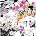 Dream of the Red Chamber - Woman Laying In Garden Painting by Liu Danzhai Dream of the Red Chamber - Woman Laying In Garden Painting by Liu Danzhai