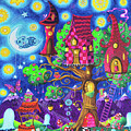 DreamLandia Original Whimsical Geartopia Painting GEAR BEAR Art by Megan Aroon by Megan Aroon