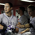 Drew Stubbs and Justin Morneau Metal Print by Christian Petersen