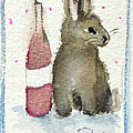 Drunk Bunny 1 Painting by Roxy Rich Drunk Bunny 1 Painting by Roxy Rich
