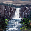 Dusk at Tumalo Falls Painting by Laura Iverson Dusk at Tumalo Falls Painting by Laura Iverson
