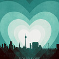 Dusseldorf Germany Skyline Hearts Teal #80 by Michael Tompsett
